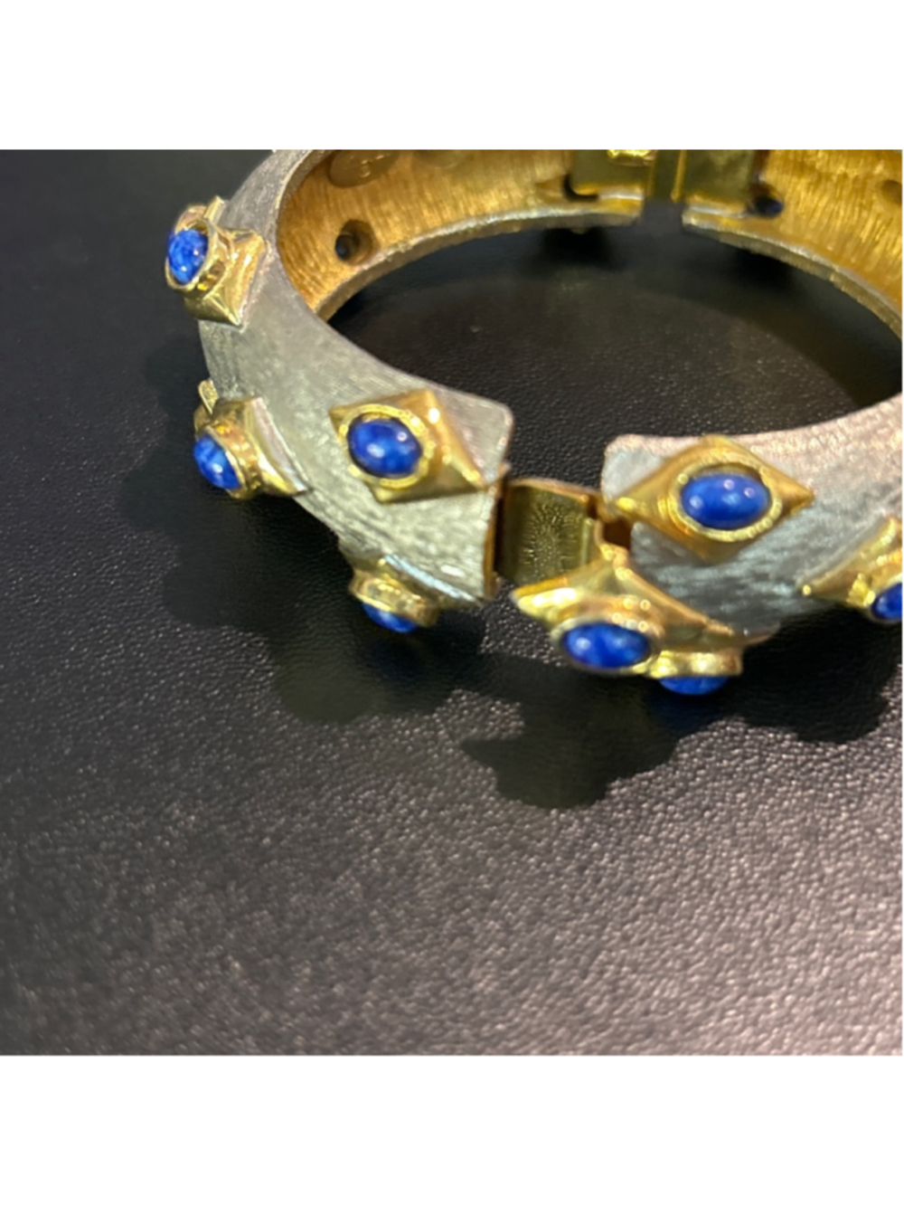 Women's KJL textured "Mogul" style textured gold-tone and silver-tone faux lapis - Picture 8 of 13